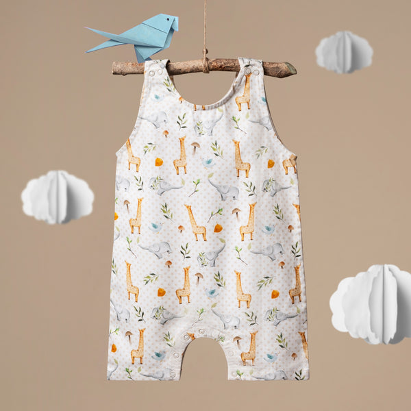 Raindrop Safari Dungarees - Wild Animals Print