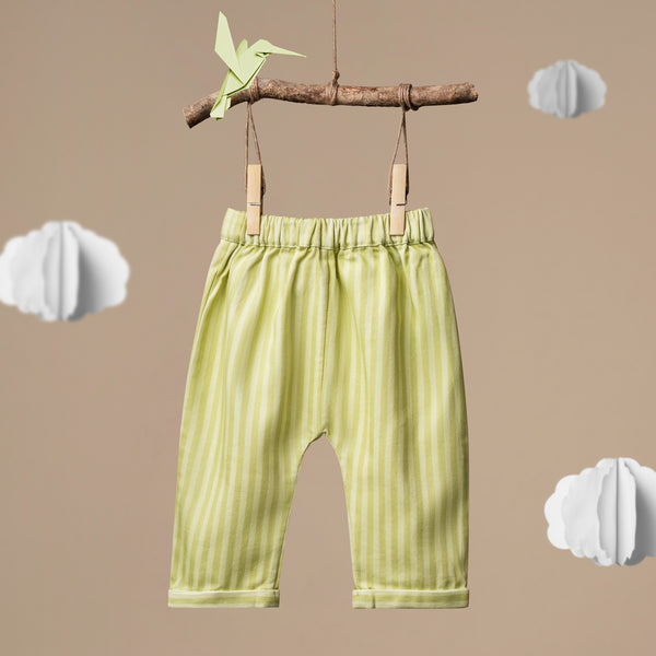 Puddle Play Pants - Dark and Light Green Stripes